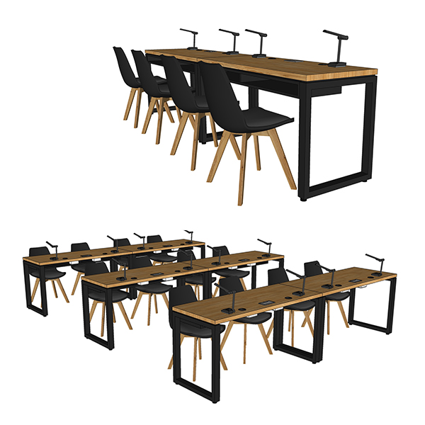 Diseño escritorios estilo industrial para oficina.